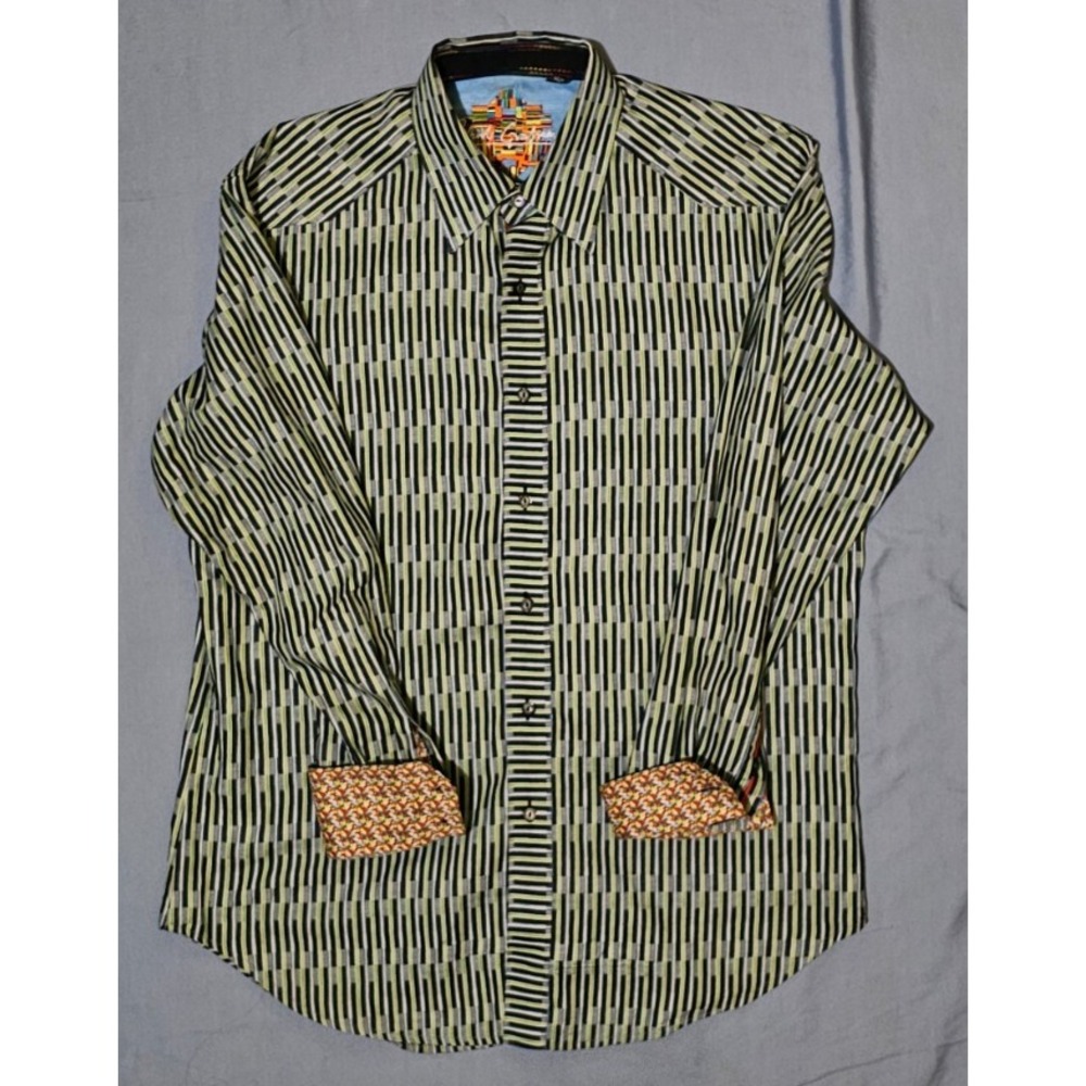 Robert Graham M Multicolor Striped Long Sleeve Button Up Flip Cuff